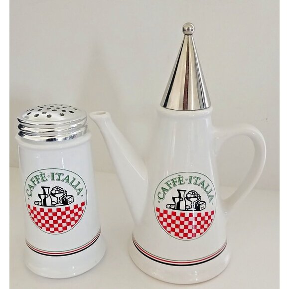 Caffe Italia Set by Himark Cheese Shaker & Ceramic Jar Coffee Vinager Oil Taiwan - Picture 10 of 14